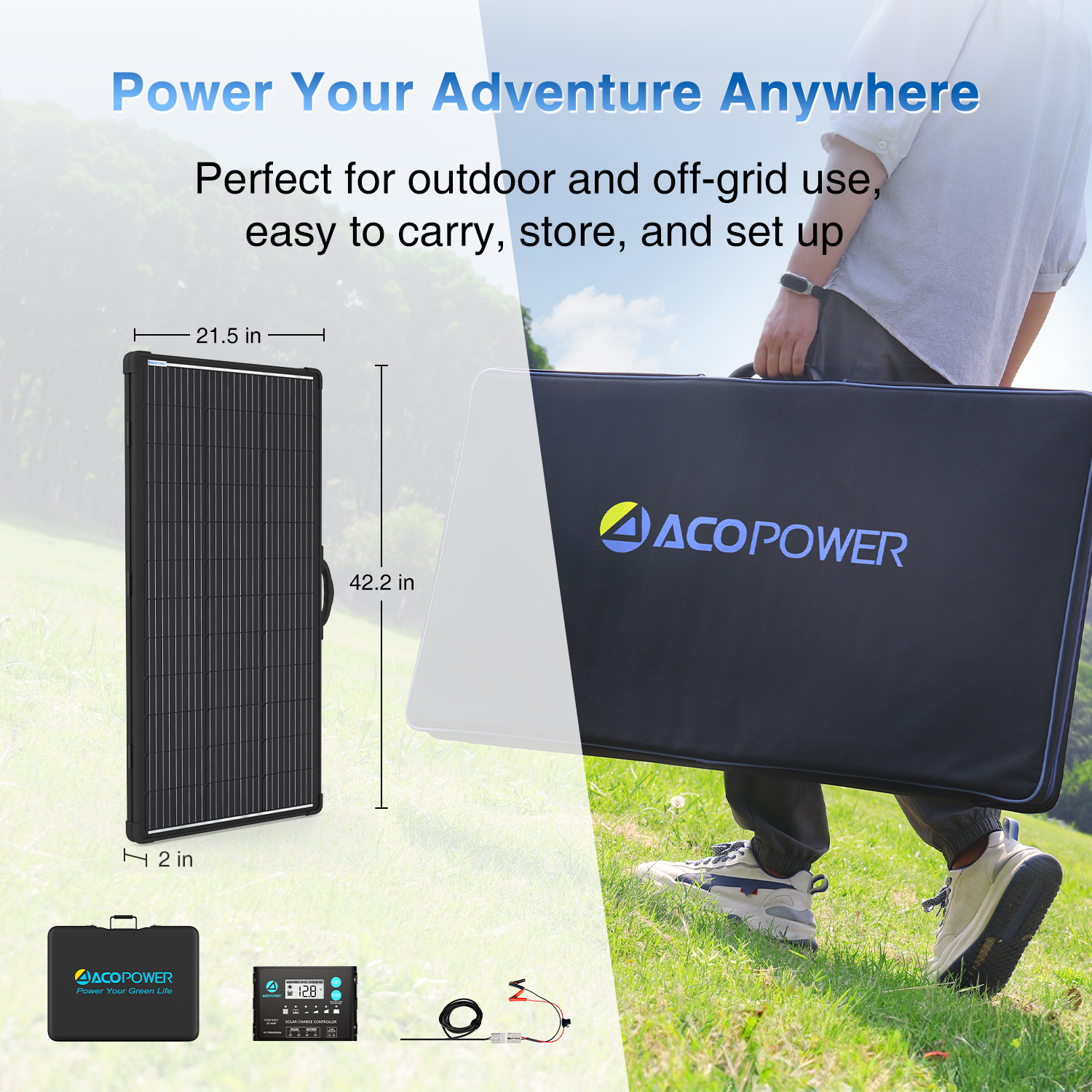 ACOPOWER PLK Portable Solar Panel Kit, Lightweight 20A Charge Controller——200W, 100W